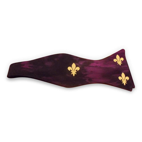 Fleur-de-lis hand-painted bow tie: purple