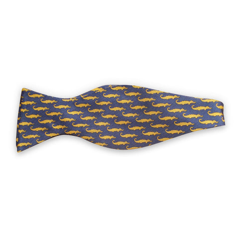 Alligator bow tie: blue & yellow