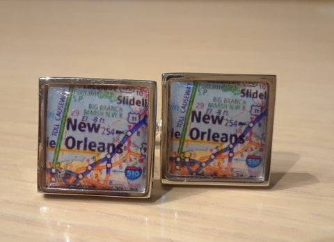 New Orleans - On The Map, Lapel Pin & Fine Cufflinks