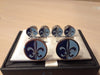 Fleur-de-Lis Round Cufflinks and Tuxedo Stud Set: Five Separate Exquisite Colors of Enamel - NOK Exclusive!