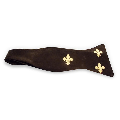 Fleur-de-lis hand-painted bow tie: black