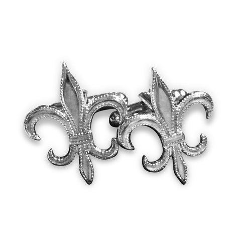 Fleur-de-lis cufflinks: silver with dotted border
