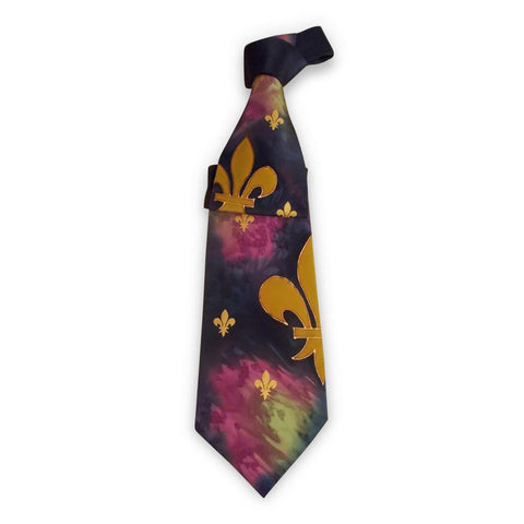 A Gorgeous Tie Full of Color, NOK's Fleur-de-Lis Hand-Painted Tie