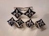 Fleur-de-Lis Diamond Shaped Cufflinks and Tuxedo Stud Set: Blue, or Black & White Enamel - NOK Exclusive! Two Styles!