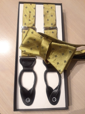 Fleur-de-Lis Gold Suspenders, Button Style!